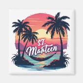 Aimant St. Marteen – Coucher de soleil et hamac tr マグネット (正面)