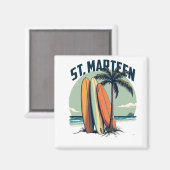 Aimant St. Marteen – Surfboards et plage rétro マグネット (正面/裏面)