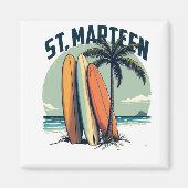 Aimant St. Marteen – Surfboards et plage rétro マグネット (正面)