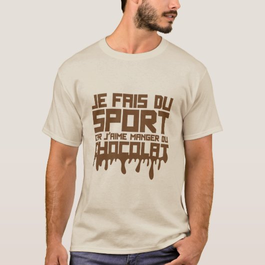 aime manger chocolat citation sport humour tシャツ (正面)