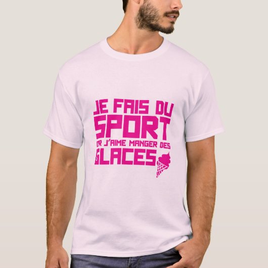 aime manger glaces citation sport humour tシャツ (正面)