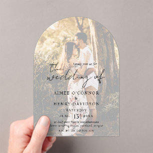 Aimeeスクリプ素朴トモダン結婚の アクリル招待状
