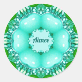 AIMEE ~ Bright Abstract Fractal Pattern ~ Classic  ラウンドシール