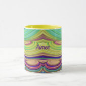 AIMEE ~ Zany 3D ~ Pink Green Indigo Yellow Mug マグカップ (中央)