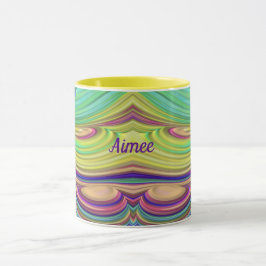 AIMEE ~ Zany 3D ~ Pink Green Indigo Yellow Mug マグカップ