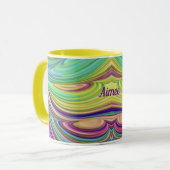AIMEE ~ Zany 3D ~ Pink Green Indigo Yellow Mug マグカップ (正面左)