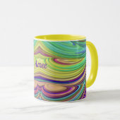 AIMEE ~ Zany 3D ~ Pink Green Indigo Yellow Mug マグカップ (正面右)