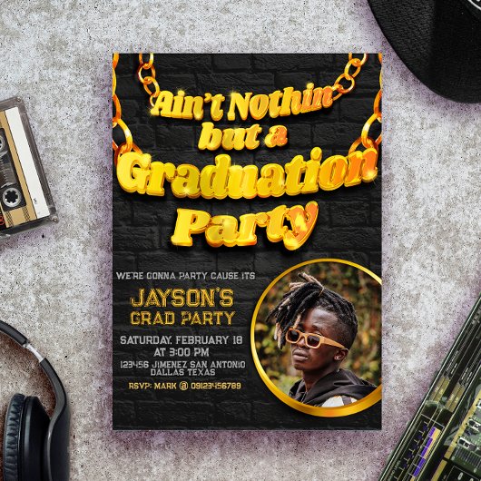 Ain'Nothinではなく、写真を持つ卒業パーティー 招待状