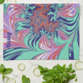 AINSLEY~ブルーグリーンレッドパープル~3D~ キッチンタオル (折り畳み)