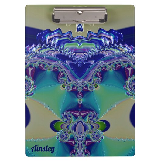 AINSLEY ~ WOW! STRANGE! Aqua Yellow Blue and Green クリップボード (正面)