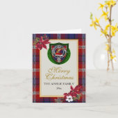 Ainslie Scottish Clan Tartan & Crest カード (黄色い花)