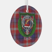 Ainslie Scottish Clan Tartan & Crest ガラスオーナメント (正面右)