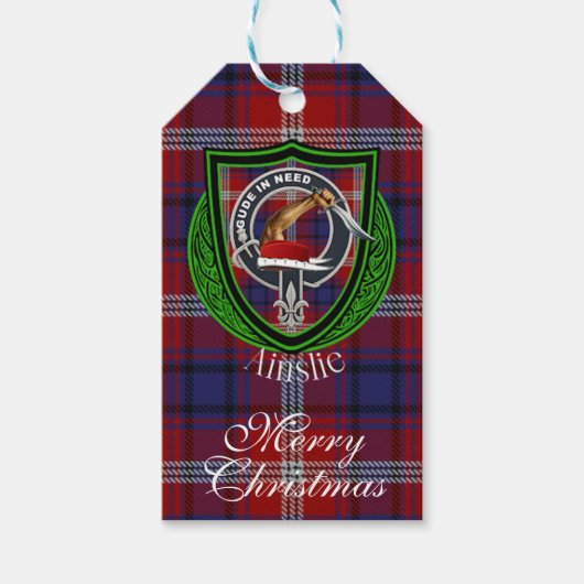 Ainslie Scottish Clan Tartan & Crest ギフトタグ (正面)