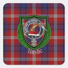 Ainslie Scottish Clan Tartan & Crest スクエアシール