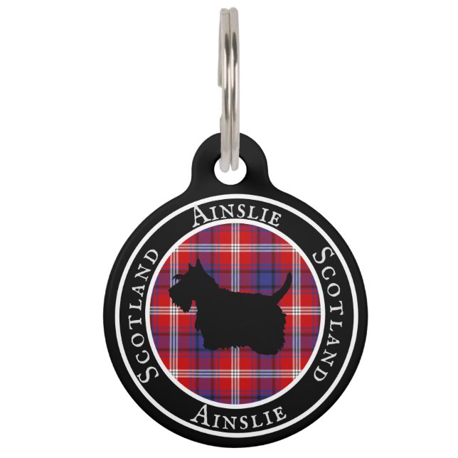 Ainslie Tartan & Scottie Dog Personalized  ペット　ネームタグ (正面)