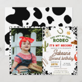 Ain't My First Rodeo Cowboy photo 2nd Birthday 招待状 (正面/裏面)