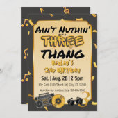 Aint' Nuthin' but a 3 Thang 3rd Birthday 招待状 (正面/裏面)