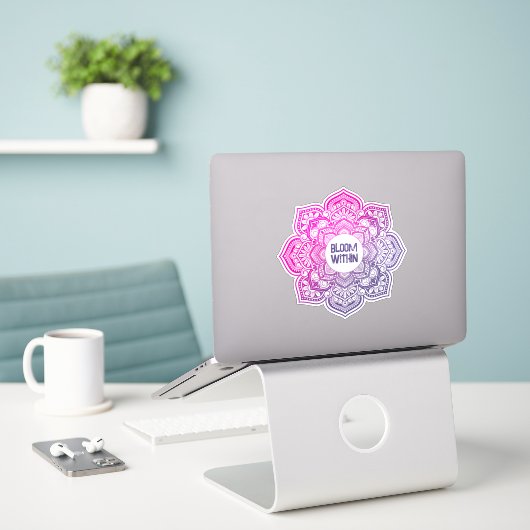 Aion Mandala Personalized Custom-Cut Vinyl Sticker シール (デスク上のノートパソコン)