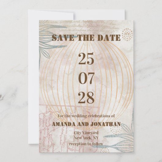Air モダン Balloon Wedding Save the Date Card 招待状 (正面)