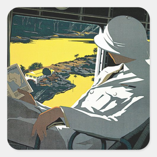 Air Afrique: Visitez L'Afrique en Avion スクエアシール (正面)