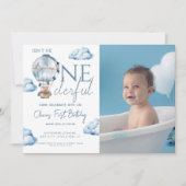 Air Balloon Is Onederful写真誕生日 招待状 (正面)