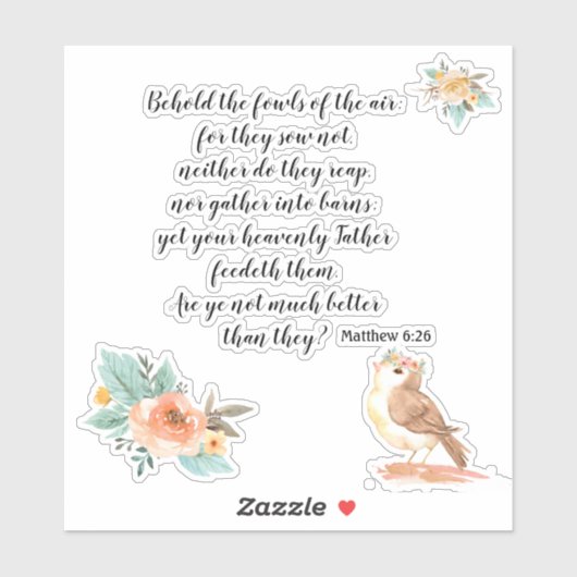 Air Bible Verse Stickerの鳥を見る シール (シート)