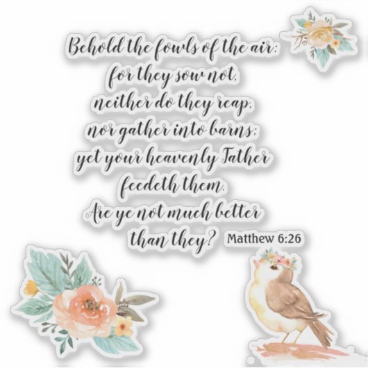 Air Bible Verse Stickerの鳥を見る シール (正面)