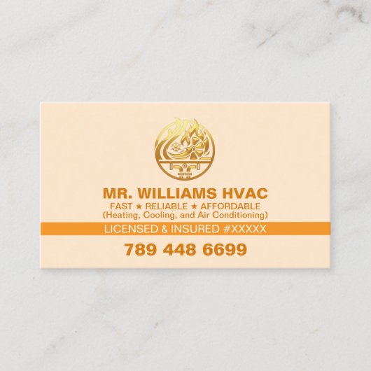 Air Conditioning Heating and Cooling | Orange HVAC 名刺 (正面)