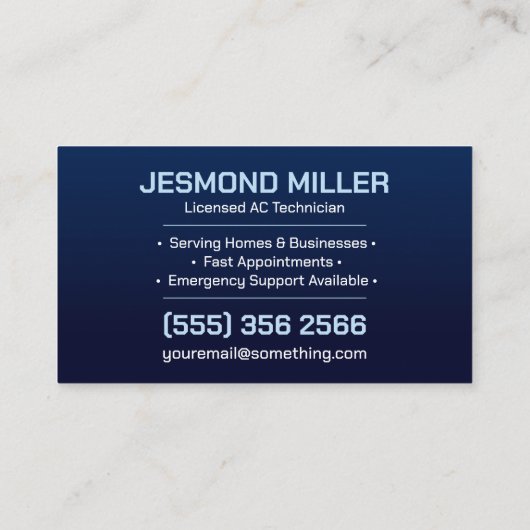 Air Conditioning – Repair • Service • Installation 名刺 (裏面)
