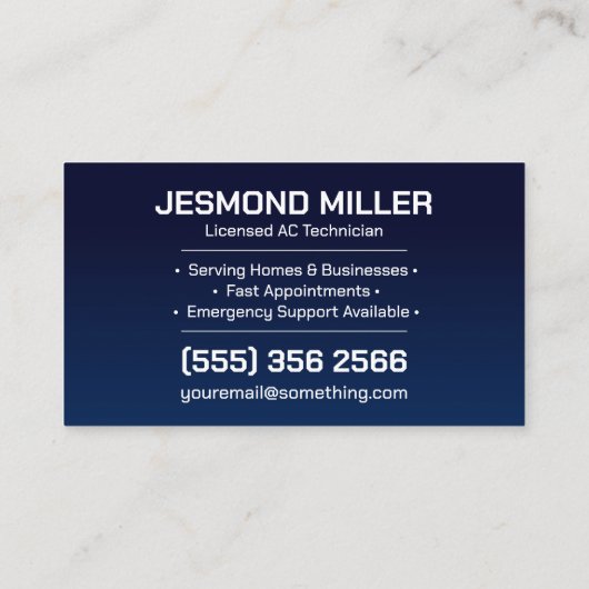 Air Conditioning – Repair • Service • Installation 名刺 (裏面)