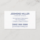 Air Conditioning – Repair, Service, Installation 名刺 (裏面)