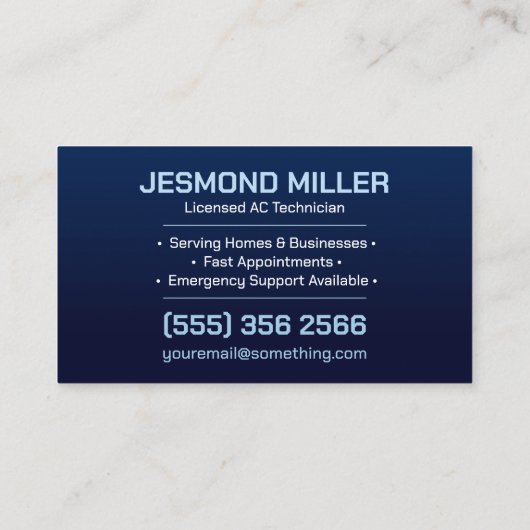 Air Conditioning – Repair • Service • Installation 名刺 (裏面)