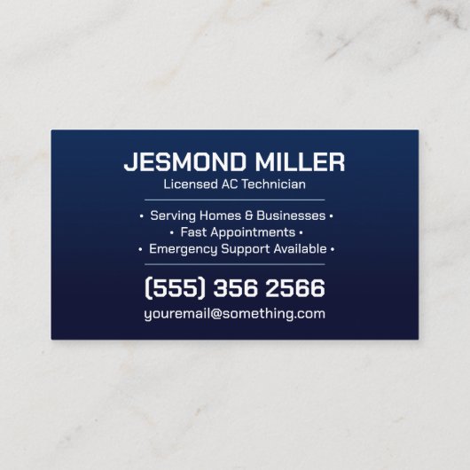 Air Conditioning – Repair • Service • Installation 名刺 (裏面)