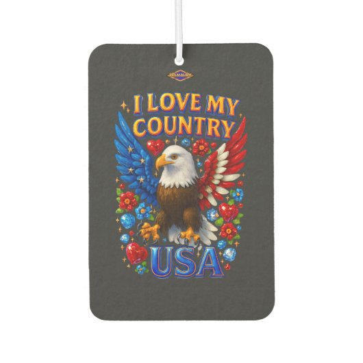 Air Freshener Design: I Love My Country - USA カーエアーフレッシュナー (正面)
