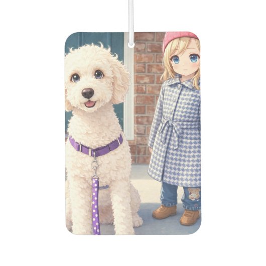 Air Freshener Little Girl With Happy Dog  カーエアーフレッシュナー (正面)
