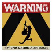Air Guitar Hazard Ahead! Humorous Warning  ポスター (正面)