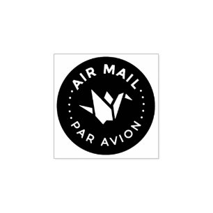 AIR MAIL PAR AVION エアメールスタンプ 折り鶴 鳥 origami bird ラバ ラバースタンプ