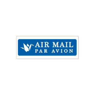 AIR MAIL PAR AVION 折り鶴 鳥 エアメールスタンプ origami bird セル セルフインキングスタンプ