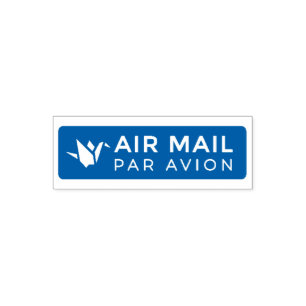 AIR MAIL PAR AVION 折り鶴 鳥 エアメールスタンプ origami bird セル セルフインキングスタンプ