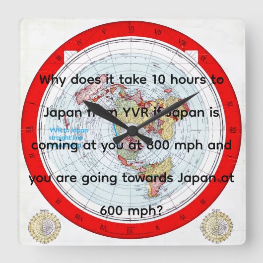 Air Map スクエア壁時計 (正面)