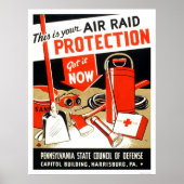 Air Raid Protection 1943 WPA ポスター (正面)