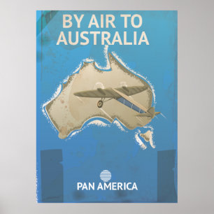 Air To Australia Vintage Travelポスター ポスター