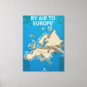 Air To Europe Vintage Travelポスター キャンバスプリント