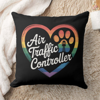 Air Traffic Controller Rainbow Heart クッション