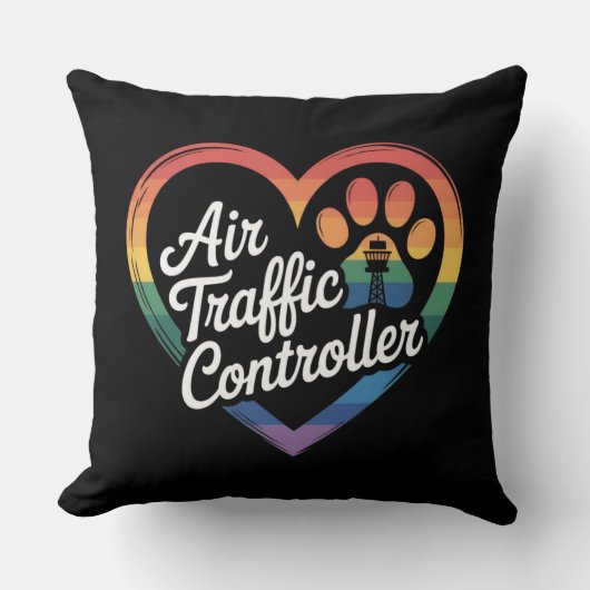 Air Traffic Controller Rainbow Heart クッション (正面)