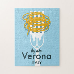 Air Veronaイタリアのレトロな旅行ポスター。 ジグソーパズル