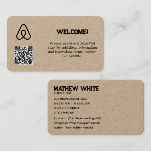 AirbnbカスタムQR 名刺 (正面/裏面)
