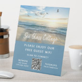 AirbnbビーチハウスフォトWifiパスワードQRコードPe 台座サイン (インサイチュ)