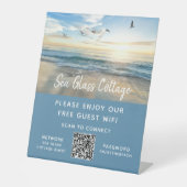 AirbnbビーチハウスフォトWifiパスワードQRコードPe 台座サイン (正面)