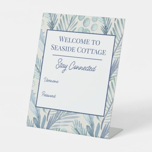 Airbnbビーチバケーションレンタルパームウォーターカラー 台座サイン (正面)